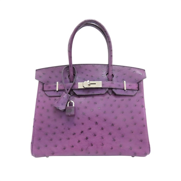 紫羅蘭 鴕鳥皮 Birkin 30 柏金包 手提包 □N刻 銀扣【HERMES 愛馬仕】