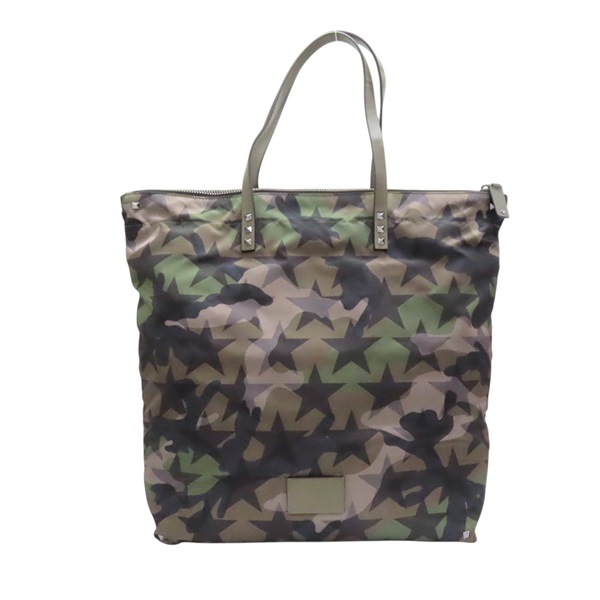 綠色 迷彩尼龍 皮革 托特包 肩背包【Valentino 范倫鐵諾】