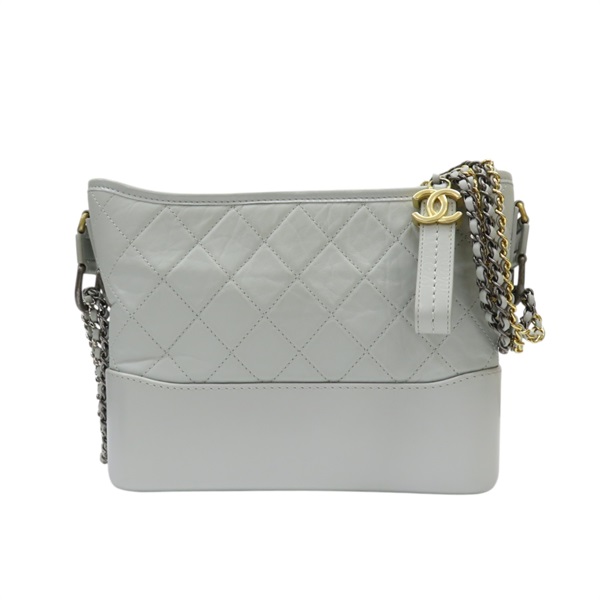 灰藍色 菱格紋 牛皮 鍊帶 Gabrielle Hobo 肩背包 流浪包 AS1521