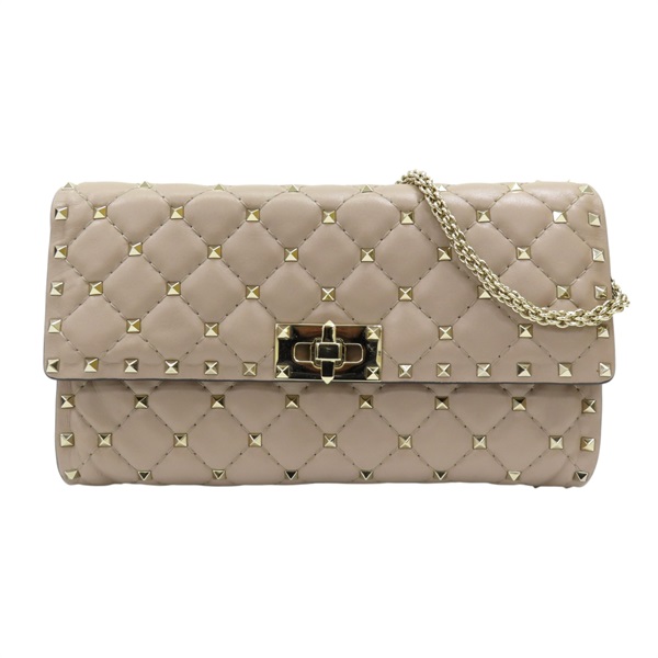 米色皮革 銀色鉚釘 Rockstud Spike 肩背包