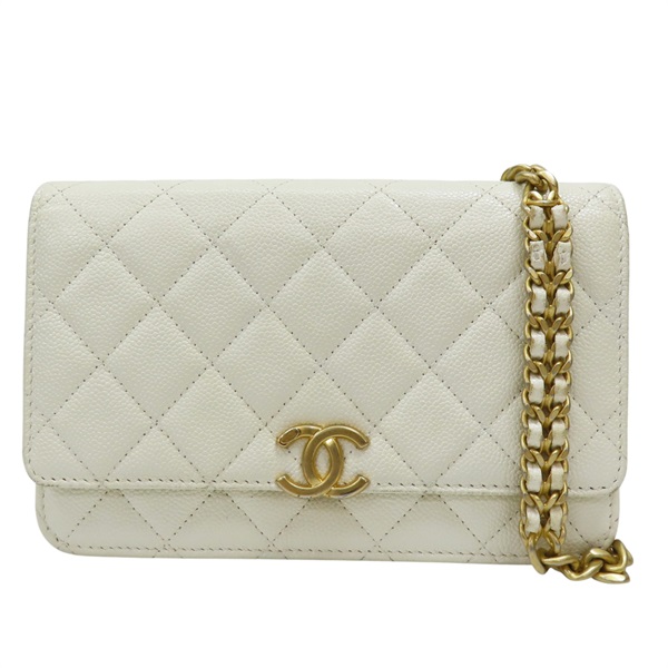 白色 牛皮 WOC 鍊帶 肩背包 金扣 AP2611