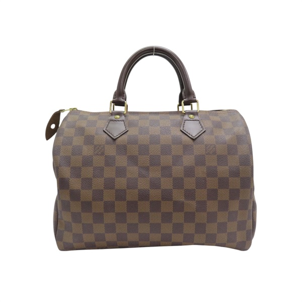 棕色 棋盤格帆布 Speedy 30 波士頓包 手提包 N41531