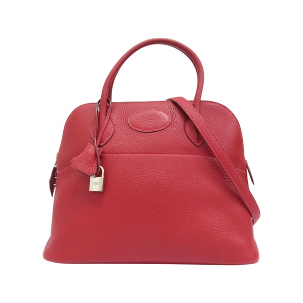 艷紅色 Togo牛革 Bolide 31 柏莉包 两用包 □J刻 銀扣