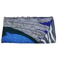 藍色 棉質 Jete de Canape Zebra Pegase 毛毯【HERMES 愛馬仕】