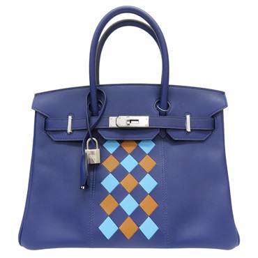 墨水藍/北方藍/金棕色 Swift牛皮 Birkin 30 柏金包 手提包 D刻 銀扣【HERMES 愛馬仕】