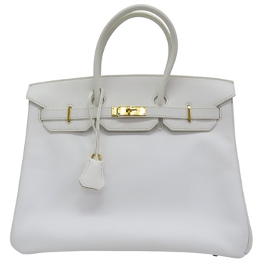 白色 Epsom牛皮 Birkin 35 柏金包 手提包 □K刻 金扣