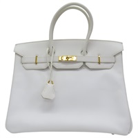 白色 Epsom牛皮 Birkin 35 柏金包 手提包 □K刻 金扣