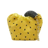 黃色 串珠 小牛皮 Mini Squeeze 肩背包