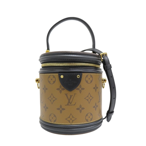 棕色 原花帆布 Cannes 圓筒包 兩用包 M43986