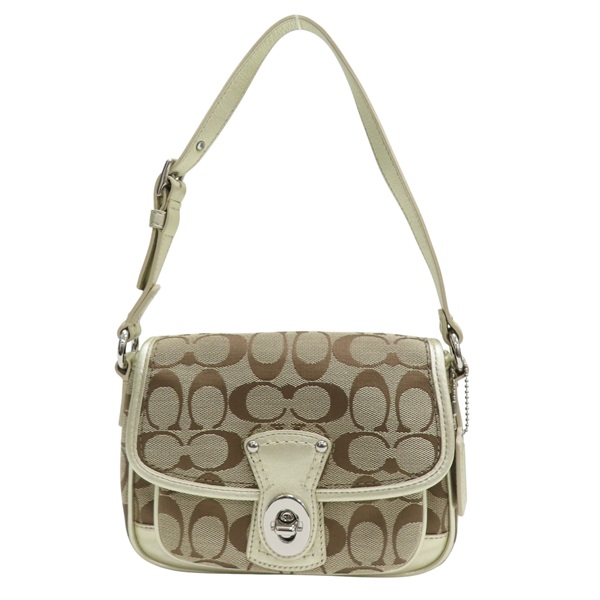 金色 緹花帆布 肩背包【COACH 寇馳】 11408