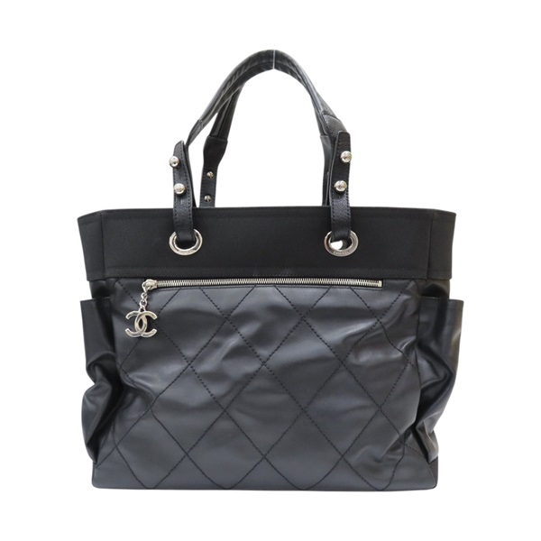 黑色 帆布 牛皮 Paris Biarritz 肩背包 無卡