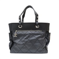 黑色 帆布 牛皮 Paris Biarritz 肩背包 無卡