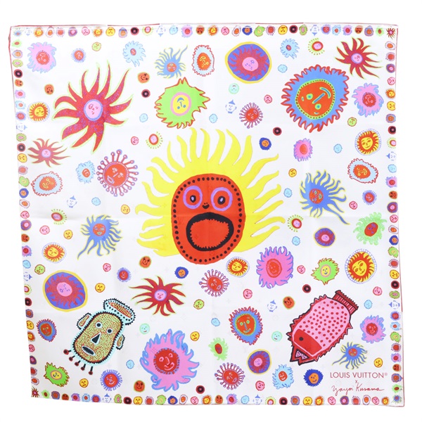 白色 絲綢 方巾 90*90 M78310