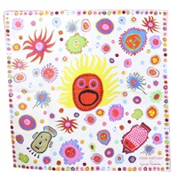 白色 絲綢 方巾 90*90 M78310