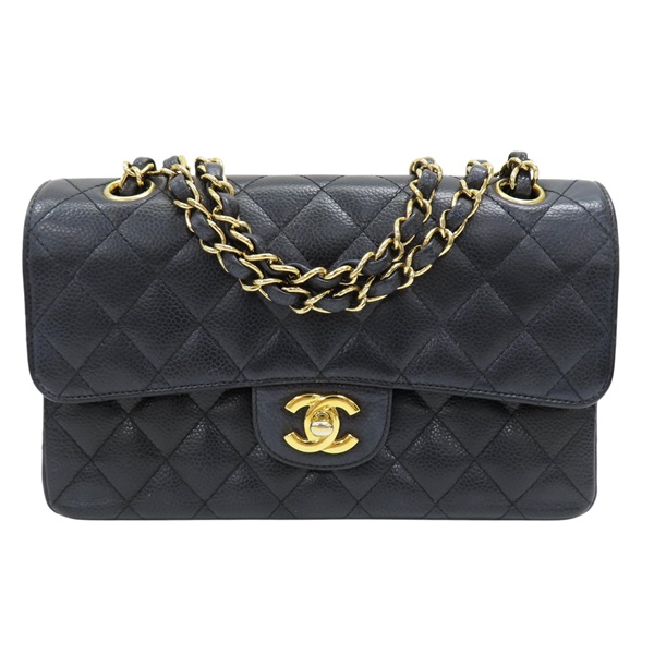 藍色 牛皮 菱格紋 荔枝紋 CoCo23 鍊帶 肩背包 金扣 (無卡)【CHANEL 香奈兒】