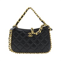 黑色 菱格紋 羊皮 鍊帶 兩用包 AP3487