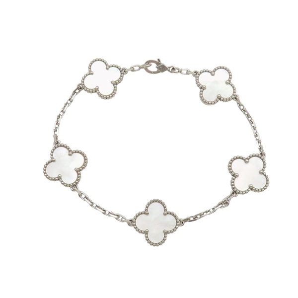 18K白金 珍珠母貝 Vintage Alhambra 手鍊【Van Cleef ＆ Arpels 梵克雅寶】 VCARF48400