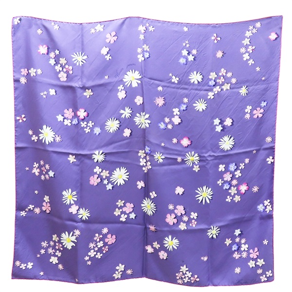 紫色 絲綢 絲巾 90*90