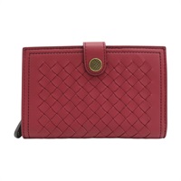 紅色 編織羊皮 扣式兩折中夾
