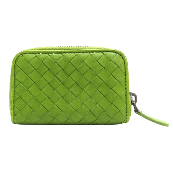 綠色 編織羊皮 零錢包