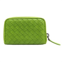 綠色 編織羊皮 零錢包