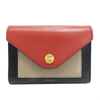 紅/黑/卡其色 牛皮 Mini Bifold 扣式短夾 10378