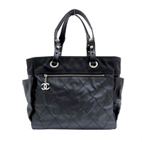 黑色 帆布 皮革 Paris Biarritz 托特包 肩背包