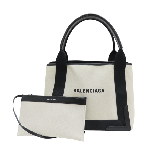 黑/白 帆布 Navy Cabas 手提包 339933【BALENCIAGA 巴黎世家】 339933