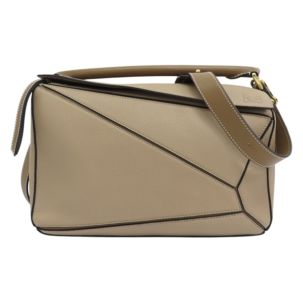 棕色 牛皮 Puzzle Medium 兩用包【LOEWE 羅威】