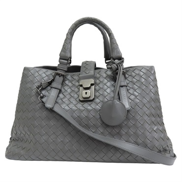 灰色 羊皮編織 Roma small 兩用包【BOTTEGA VENETA BV 寶緹嘉】