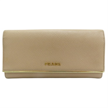 杏色 牛皮 扣式長夾