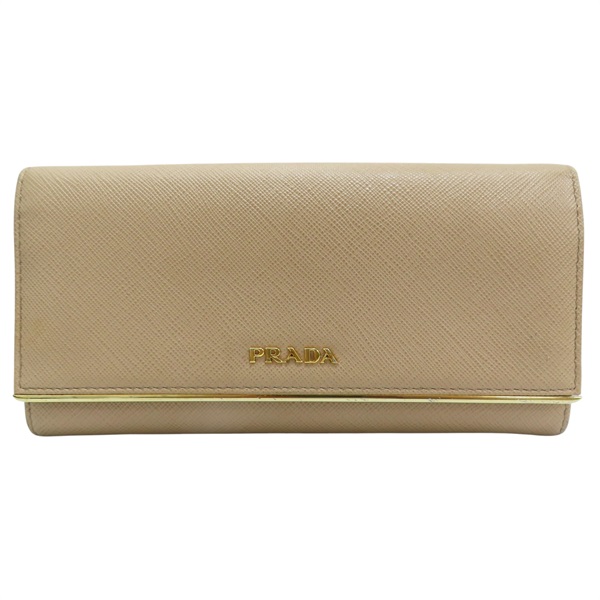 杏色 牛皮 扣式長夾