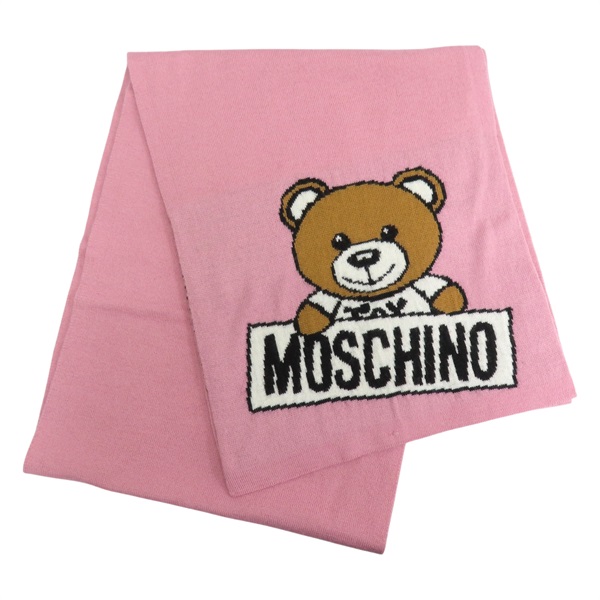 粉色 羊絨 小熊 圍巾【MOSCHINO 莫斯奇諾】