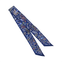 藍色 真絲 Twilly 絲巾