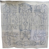 藍色 Brides et Destin Esquisse 絲綢 絲巾 90*90【HERMES 愛馬仕】