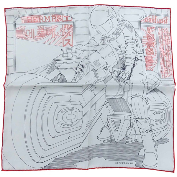 藍色 Mysterious Rider 絲綢 絲巾 40*40【HERMES 愛馬仕】