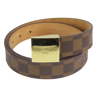 棕色 PVC塗層帆布 棋盤格 腰帶 皮帶 M6802 90CM【 LOUIS VUITTON 路易威登】 M6802