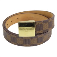 棕色 PVC塗層帆布 棋盤格 腰帶 皮帶 M6802 90CM【 LOUIS VUITTON 路易威登】 M6802