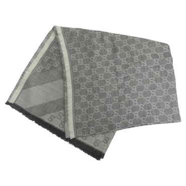 灰色 羊毛 真絲 圍巾 508027【GUCCI 古馳】 508027