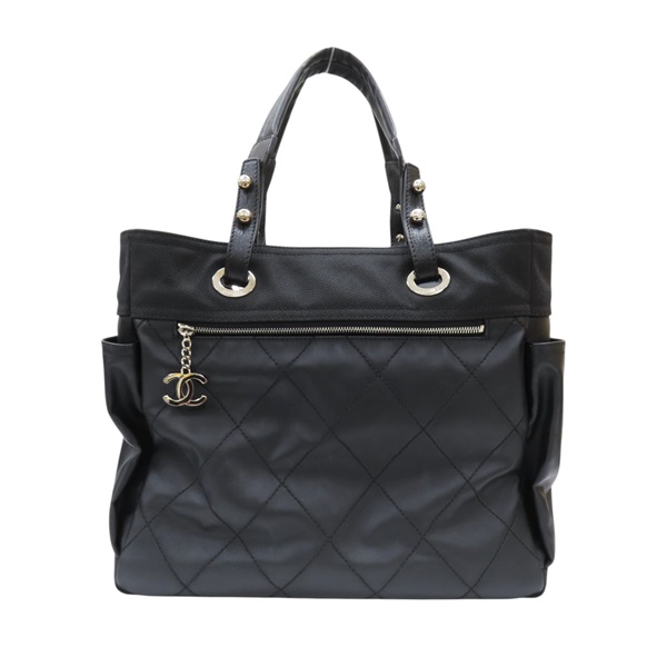 黑色 帆布 牛皮 Paris Biarritz GM 肩背包【CHANEL 香奈兒】 A34210