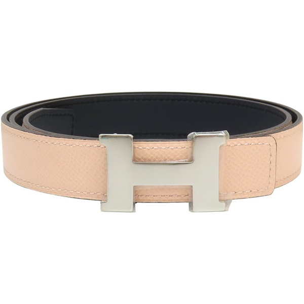 粉/黑色 Epsom/Swift牛皮 雙面皮帶 X刻 85cm【HERMES 愛馬仕】