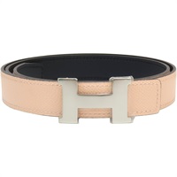 粉/黑色 Epsom/Swift牛皮 雙面皮帶 X刻 85cm【HERMES 愛馬仕】