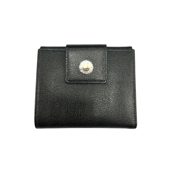 黑色 牛皮 雙折 短夾