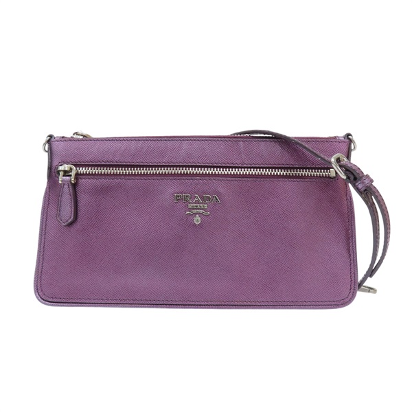 金屬紫 牛皮 肩背包 【PRADA 普拉達 】