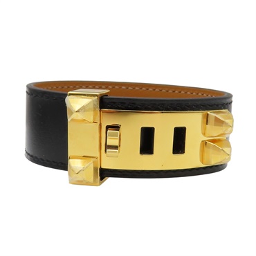 黑色 Box小牛皮 COLLIER DE CHIEN 24手環 手環 W刻【HERMES 愛馬仕】 H500368FC89T2