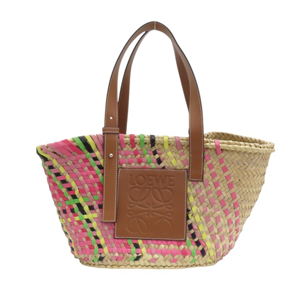 多色 草編 棕色牛皮 Basket 托特包 肩背包