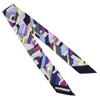 黑色 紫色 絲綢  絲巾 ON A SUMMER DAY Twilly 【HERMES 愛馬仕】