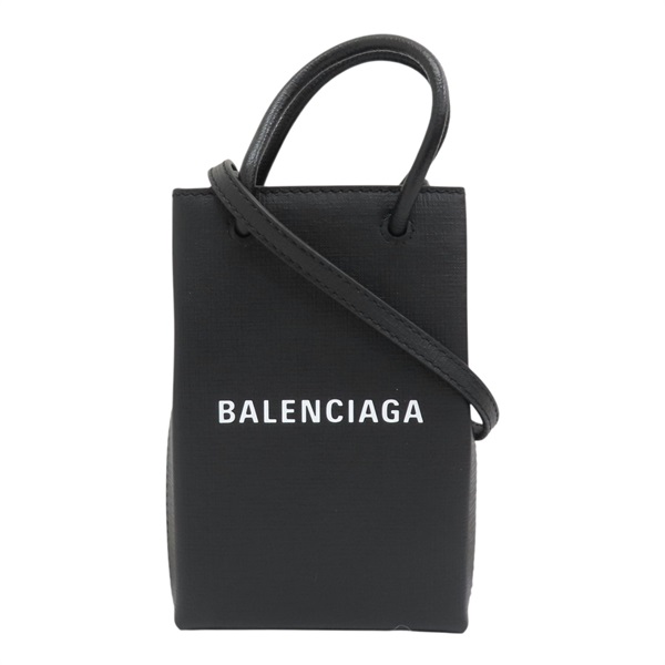 黑色牛皮 Logo Shopping Phone Holder 肩背包 593826