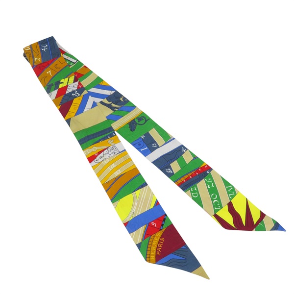 藍綠 絲綢 Twilly 絲巾【HERMES 愛馬仕】