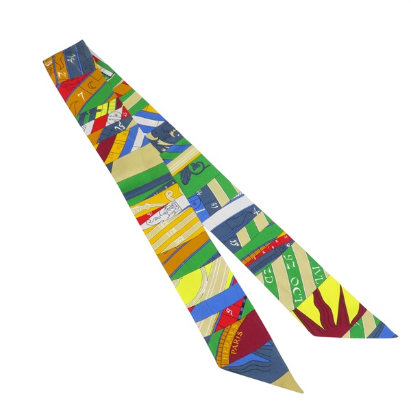 藍綠色 絲綢 Twilly 絲巾【HERMES 愛馬仕】